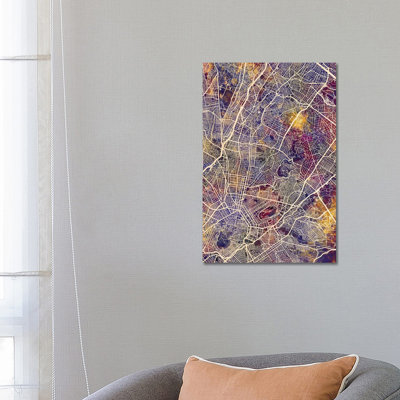 Athens Greece City Map II by Michael Tompsett - Wrapped Canvas Gallery-Wrapped Canvas Giclée