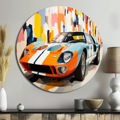 Voiture de course orange vintage American GT - architecture ronde en métal