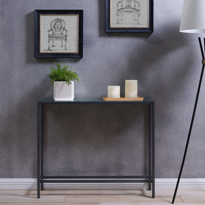 Mini-console étroite avec plateau en miroir Darrin, Gris
