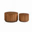Ensemble de 2 tables basses rondes gigognes, tables d'appoint en bois de noyer avec lattes verticales, tables d'appoint rustiques pour le salon