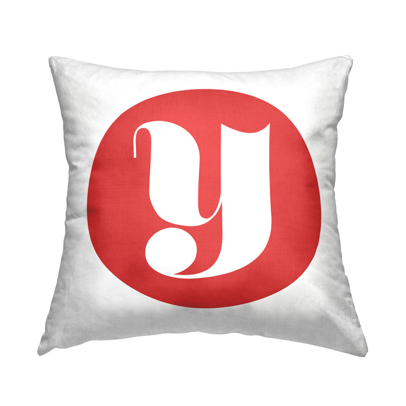 Red Initial Throw Pillow, Y