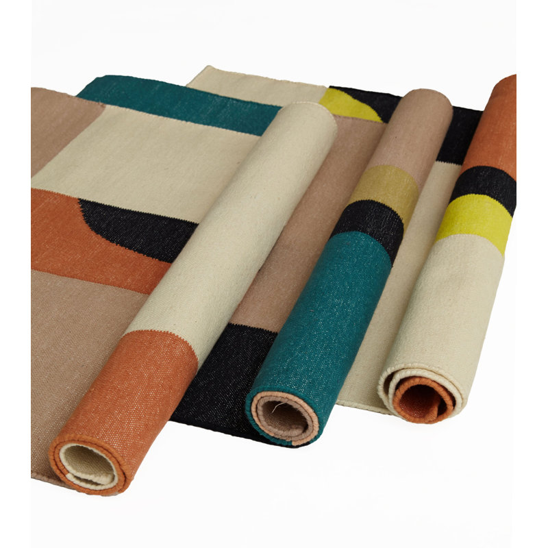 Rectangle Malachite Abstract Flatweave Cotton Area Rug in Blue/Beige, Rectangle 8' x 10'
