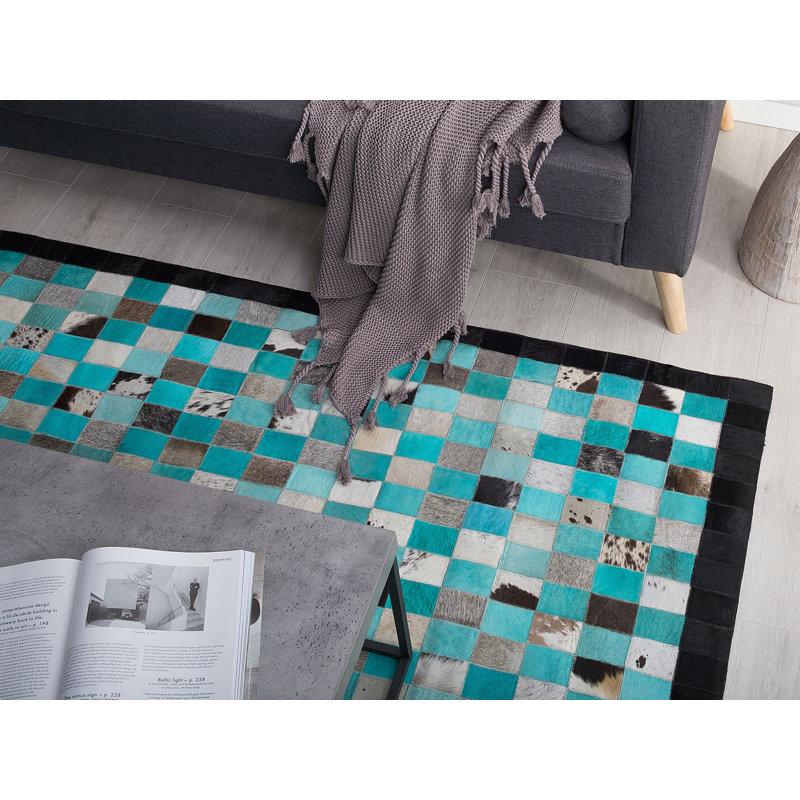 Burkeville Geometric Leather Area Rug, Rectangle: 140 x 200cm