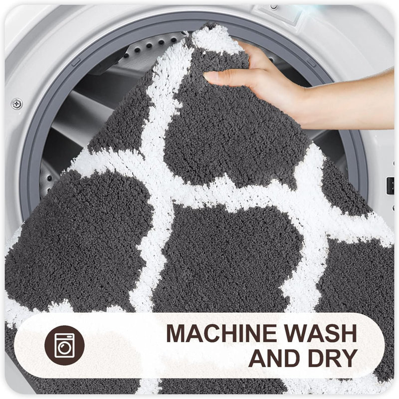 Reion Microfiber Non-Slip Bath Rug, Black