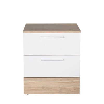 Teen White & Oak 2 Drawer Bedside Table Nightstand