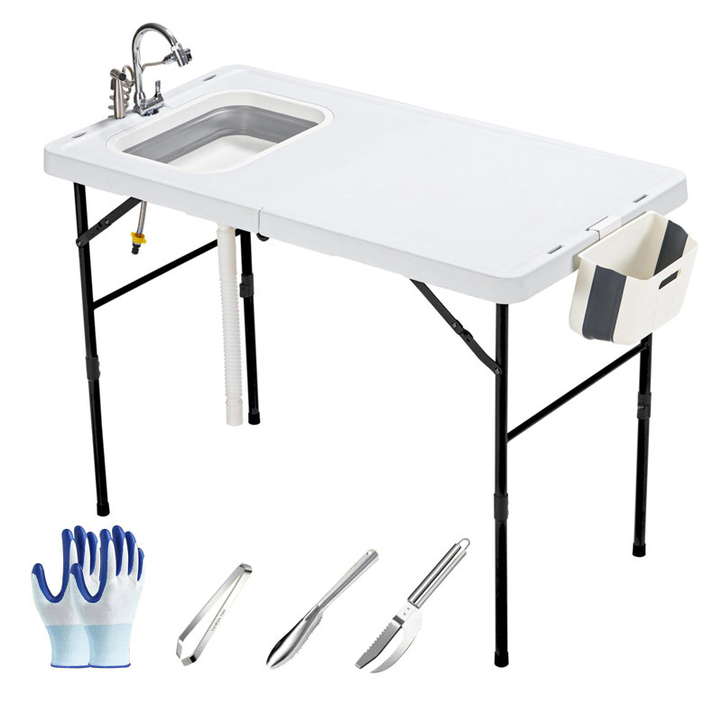 Table de nettoyage pour poissons avec évier pliable 50 po Dragosum, Noir