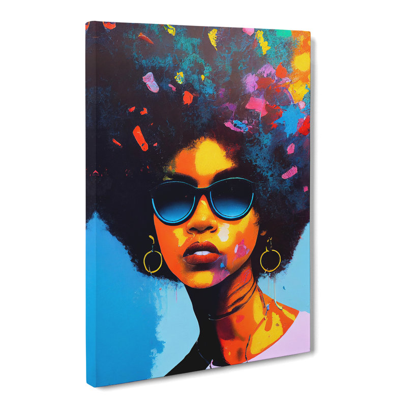 CAN-V0523-2936X Woman With Afro Hydrodipped - Wrapped Canvas Print, 50cm H x 35cm W