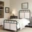 Lit simple en lin - Lit plateforme recouvert de métal, sections de tissu de tête et de pied, système de type fleur, stable silencieuse, assemblage transparent, compatible avec tous les styles de matelas, cadre de lit de 8 pouces requis,