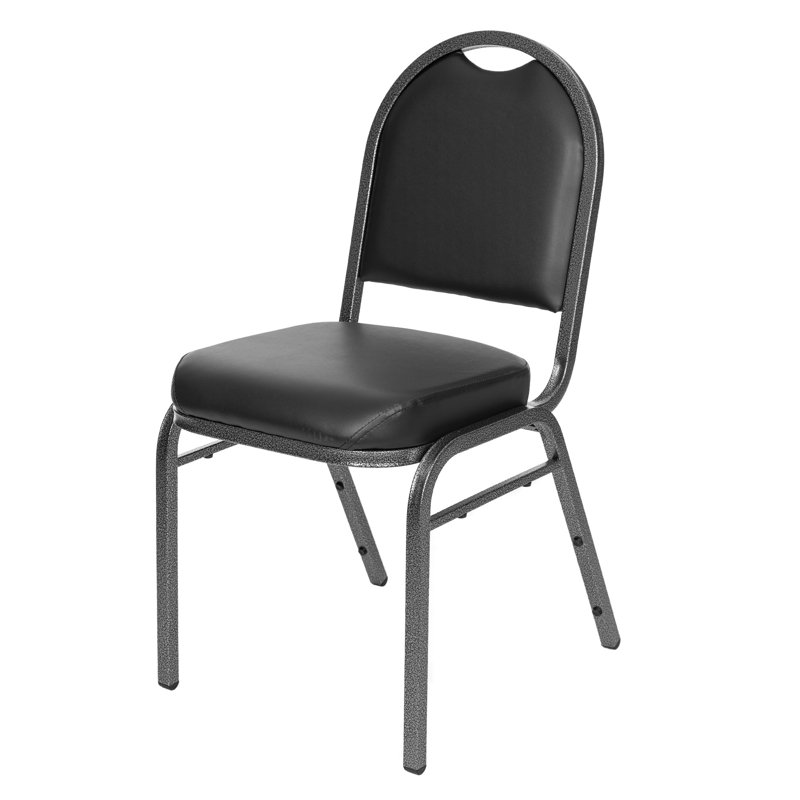 Celia Vinyl Stack Chair (2 Pack), Silver, Black