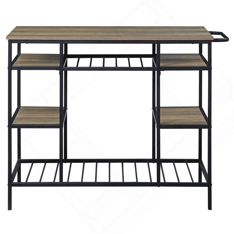 Versatile Rustic Kitchen Island With Open Shelving And Durable Construction