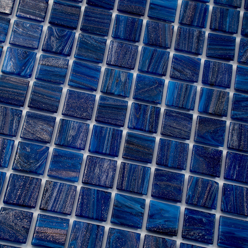 Celestial 0.8" x 0.8" Glass Grid Mosaic Wall & Floor Tile , Egyptian Blue