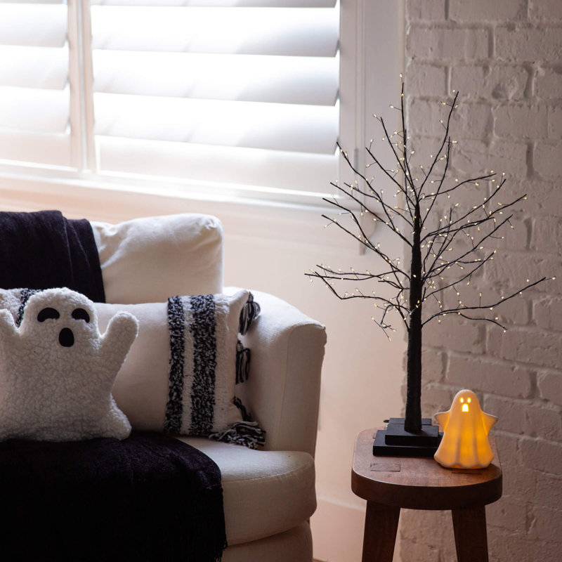 2' Pre-Lit Halloween Black Twig Tree
