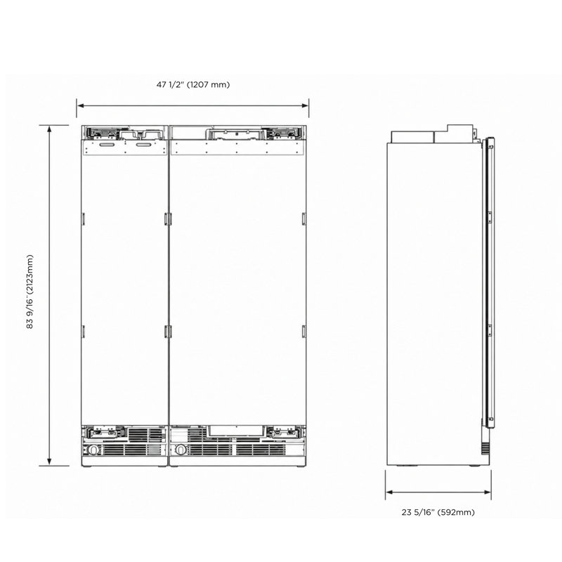 Kucht 47.5'' W Built-in Side By Side Refrigerator