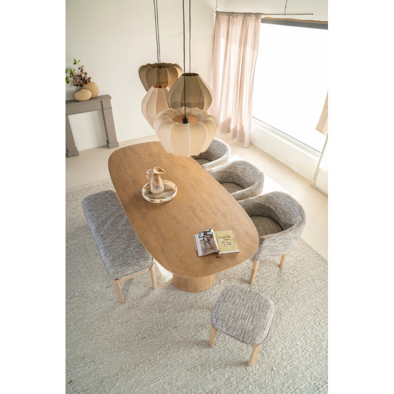 Lune Oval Solid Wood Dining Table, Natural, 30"H x 94"L x 41"W