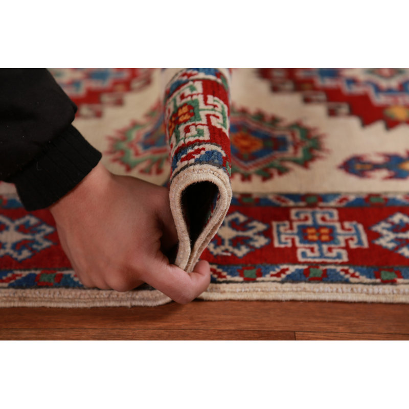 Tapis ivoire fait à la main Kazak 3 x 4