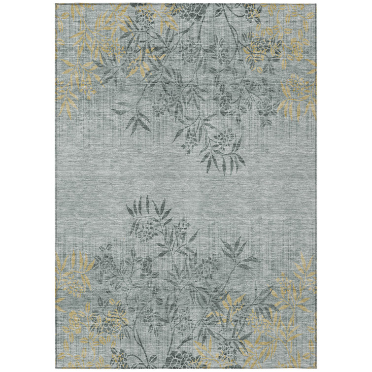 Deivids Washable Floral Indoor / Outdoor Rug