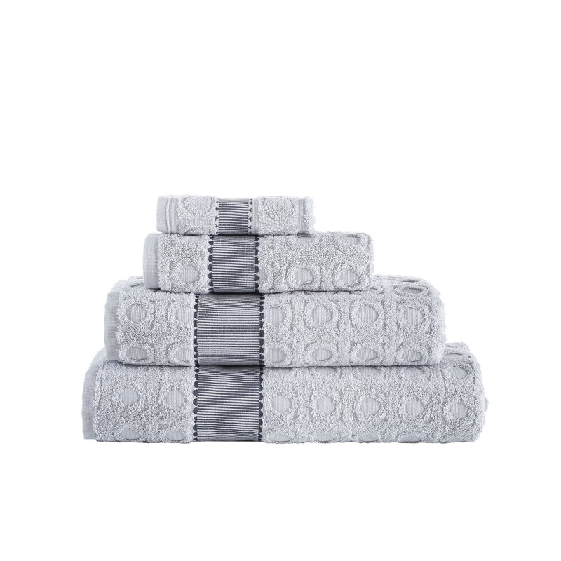 Turkish Cotton Plush Jacquard Hand Towel, Silver
