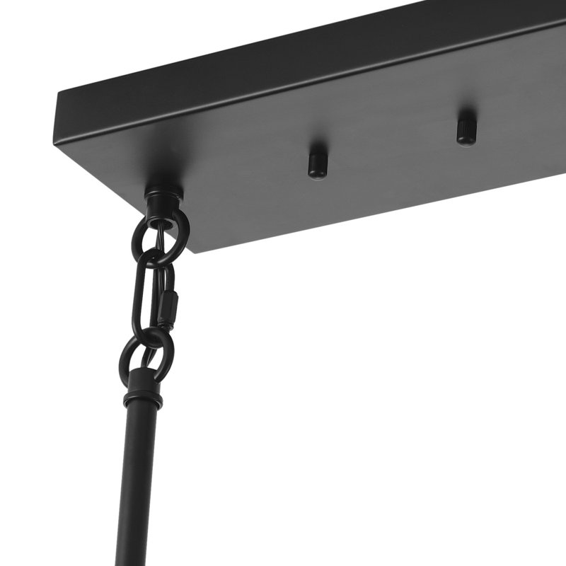 8-Light Clear Glass Pendant Black Dimmable Iron