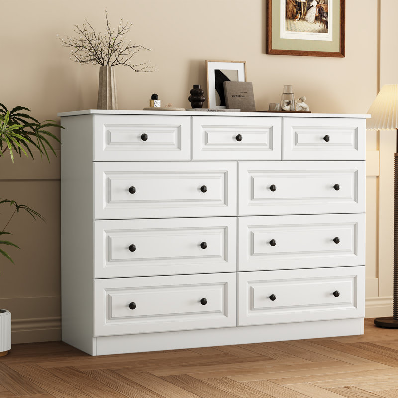 49.6'' W 9-drawer Double Dresser, White