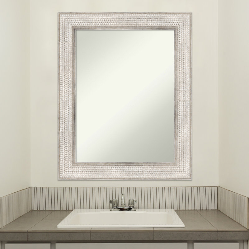 Trellis Silver Wood 30" x 24" Rectangular Wall Mirror