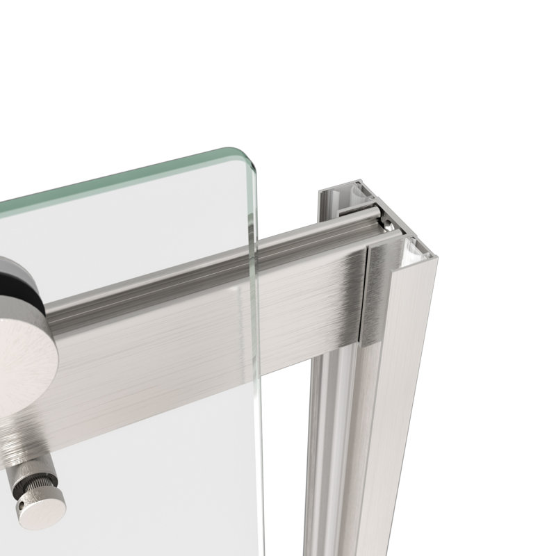 Porte de douche coulissante lisse en nickel brossé pour salle de bain moderne