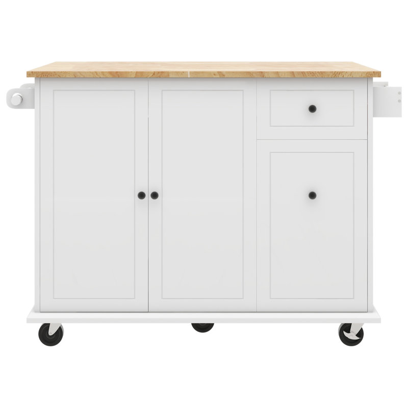 Kitchen Island With Drop Leaf(No Include Stool), White