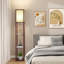 Floor Lamp with 3 Layers Wooden Shelves, Modern 160cm Standing Light Reading Lamp for Living Room-1073875169-1322887278