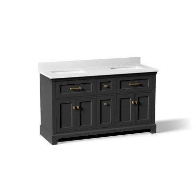 Charlemont 60 In. Bathroom Vanity Cabinet With Sinks And Quartz Top