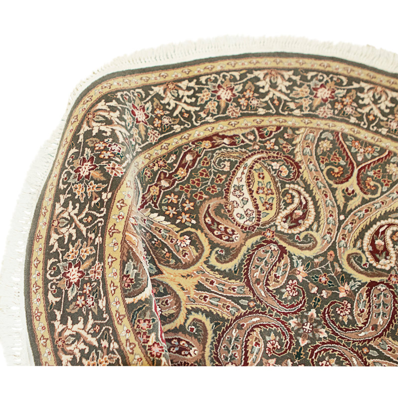High-Quality Hand-Knotted Dark Green Area Rug