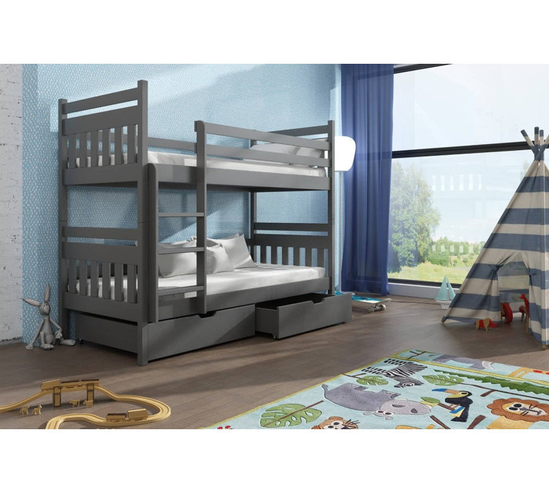 Aella Bunk Bed with Storage Included, Graphite