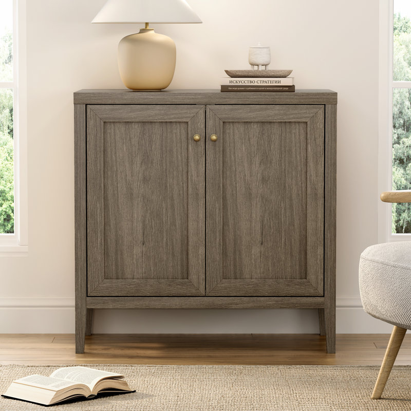 31.5'' Tall 2 Door Accent  Storage Cabinet Farmhouse Buffet Sideboard, White Oak, 1