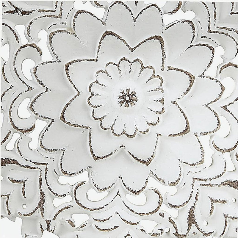 Distressed White Floral 3-piece Carved Wood Wall Decor Set