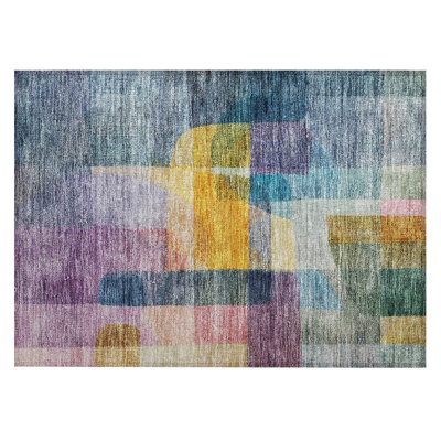 Machine Washable Indoor/Outdoor Chantille ACN1113 Blue Rug
