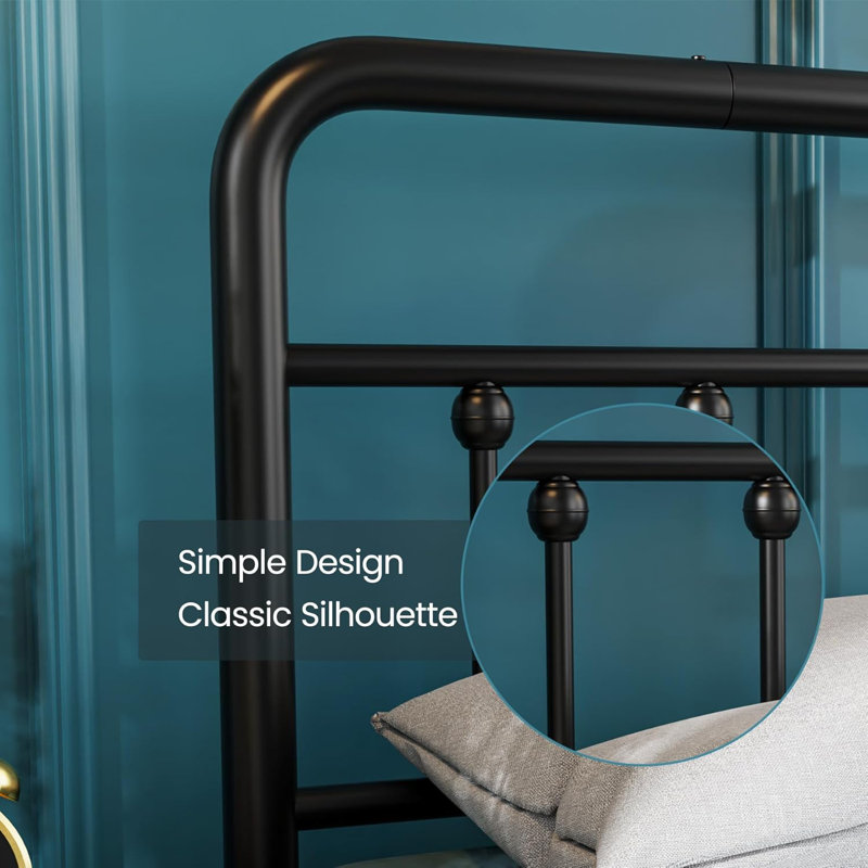 Sommier de lit plateforme classique en métal de taille grand lit, robuste, rangement sous le lit, aucun sommier requis