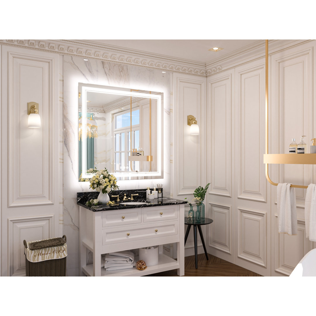 Chrisna Front and Backlit LED Bathroom Vanity Mirror Ivy Bronx