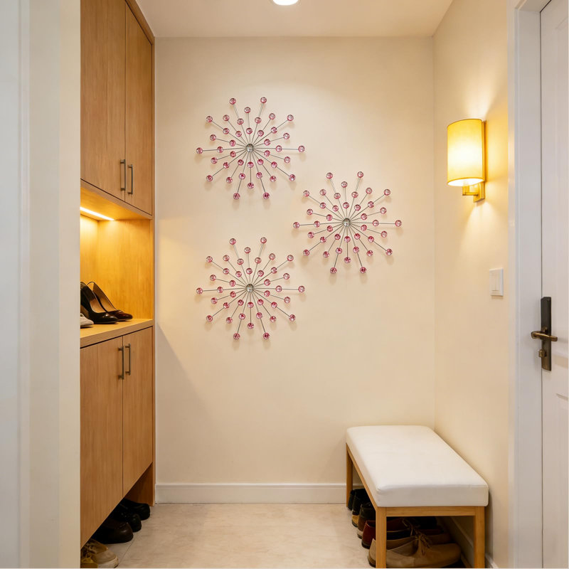 Art mural en métal avec bijoux 3 pièces, Pink