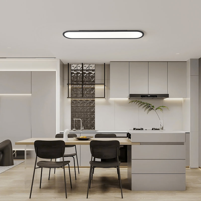 Deshunda 1-Light LED Flush Mount, Black, 4cm H x 100cm W x 20cm D