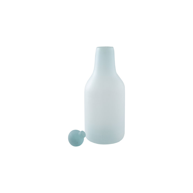 Frosted Turquoise Glass Table Vase, 26" H x 10" W x 10" D