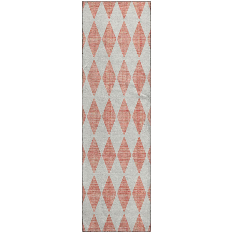 Premium Machine Washable Cerrito AMF578 Salmon Rug, Runner 2'3" x 7'6"