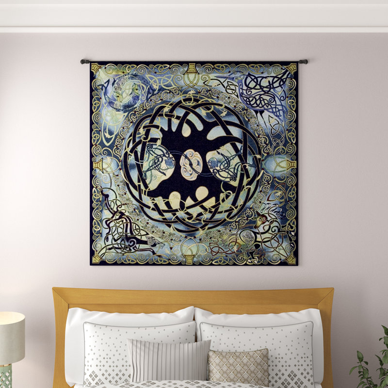 Celtic Tree of Life by Jen Delyth | Woven Tapestry Wall Art Hanging | Spiritual Celtic Pattern | 100% Cotton USA Size 52x51