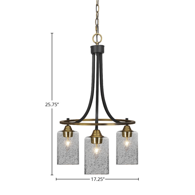 Lustre 3 lumières avec verre 4 "Paramount, Nickel brossé, Coloré, H 25,75 po x l 17,25 po x P 17,25 po