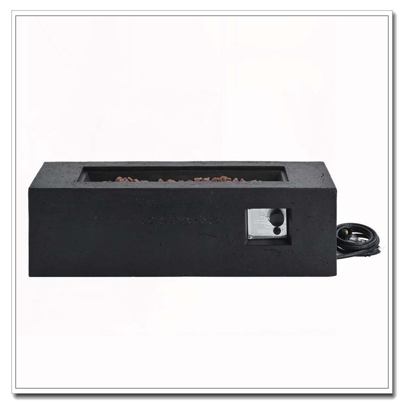 Outdoor Rectangular Propane Fire Pit, Black