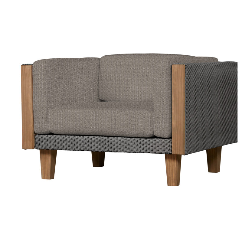 Catalina Outdoor Teak Lounge Chair, Demo Mist, Ivory