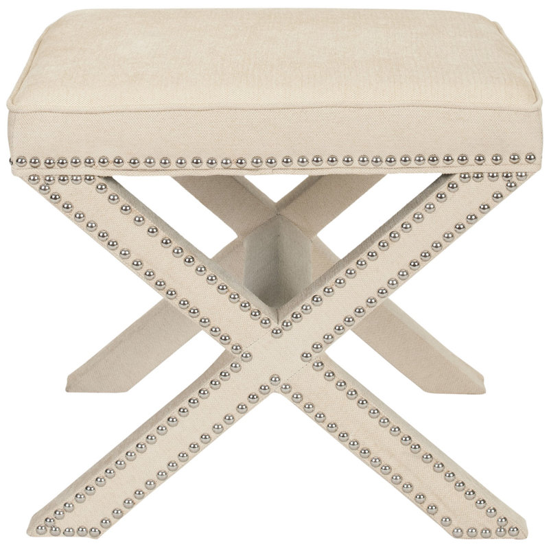 Nixon 20.5" Wide Velvet Square Standard Ottoman, Taupe Cotton