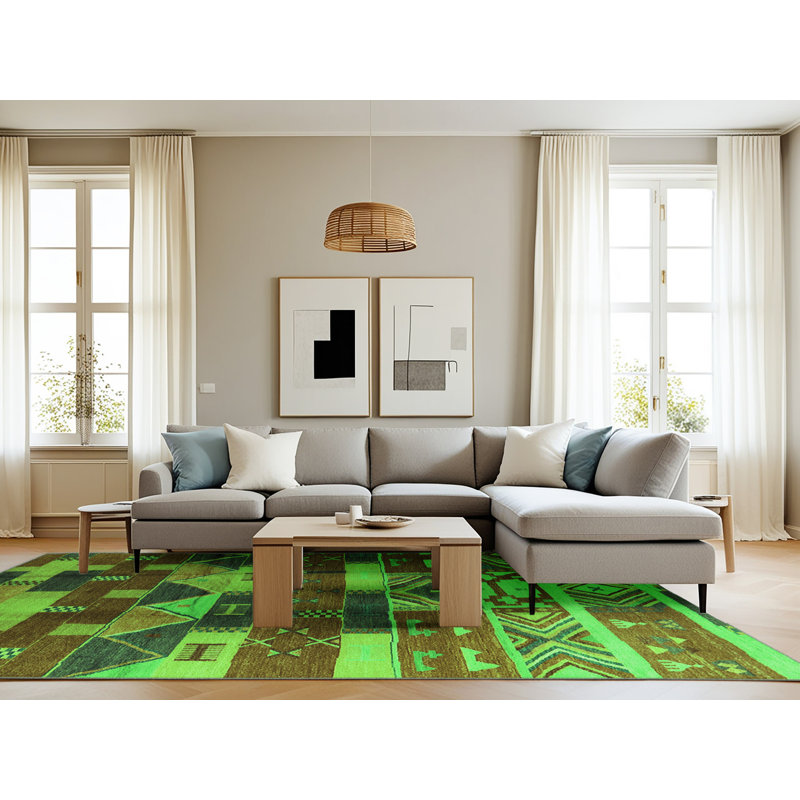 Tapis verts Mid-Century 1231, Rectangle 8 pi x 12 pi