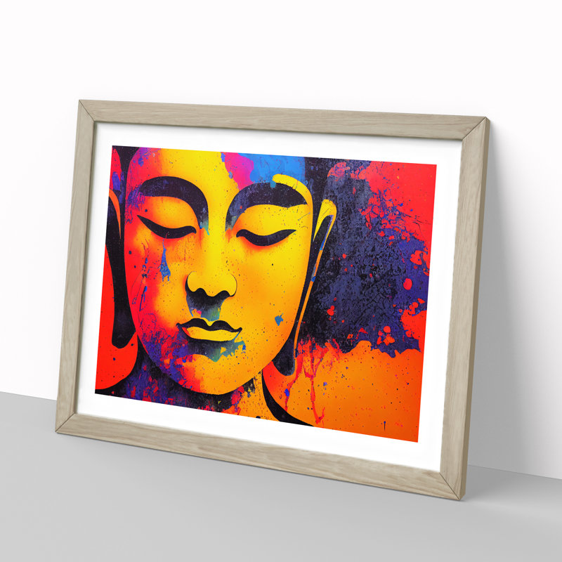 Colourful Buddha Vol.1 Abstract - Framed Print, 46cm H x 64cm W x 2cm D, Oak