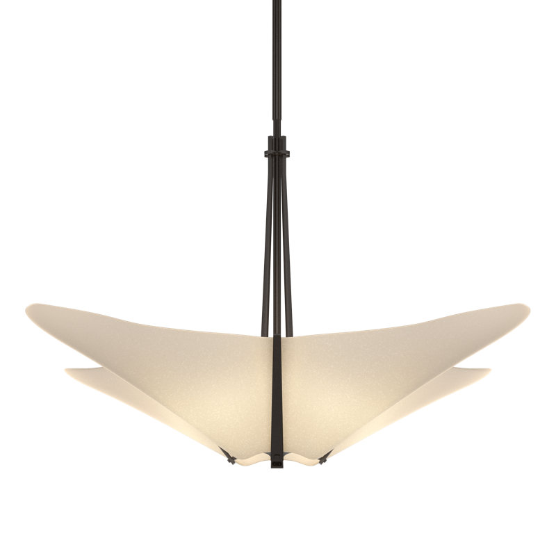 Luminaire suspendu géométrique unique à 4 lumières Kirigami, Bronze huilé