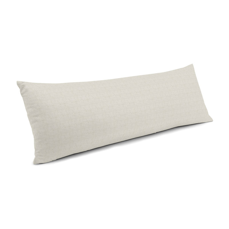 Pale Blue Linen Large Lumbar Pillow, Down Blend, Light Ivory, 14" x 36"