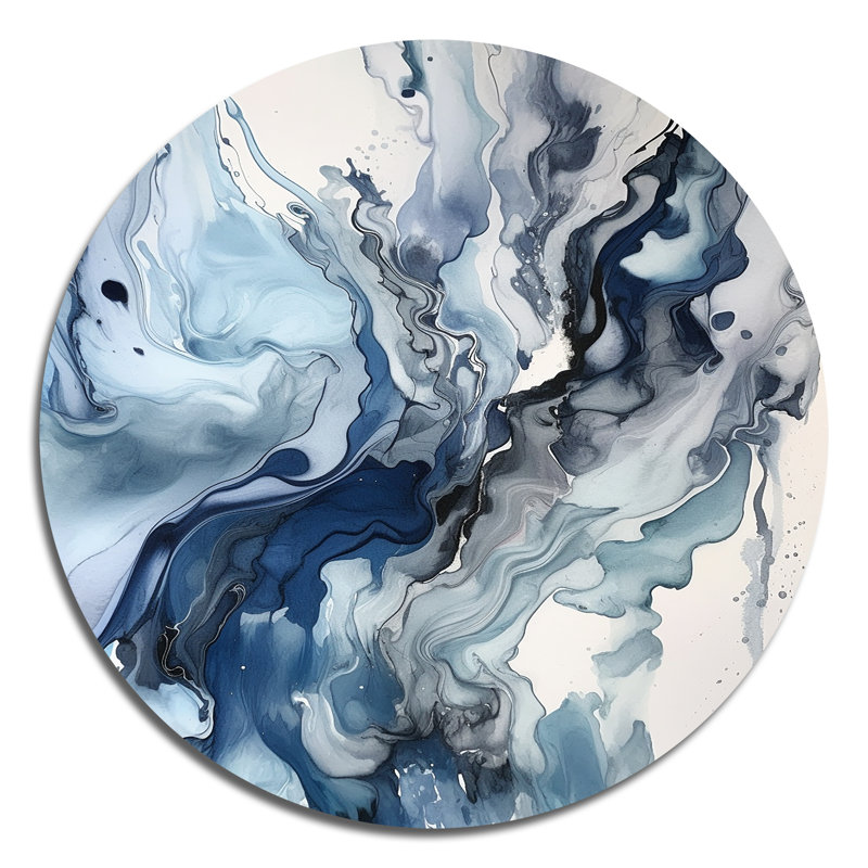Cynia - Art abstrait rond en métal, H 16 po x l 16 po