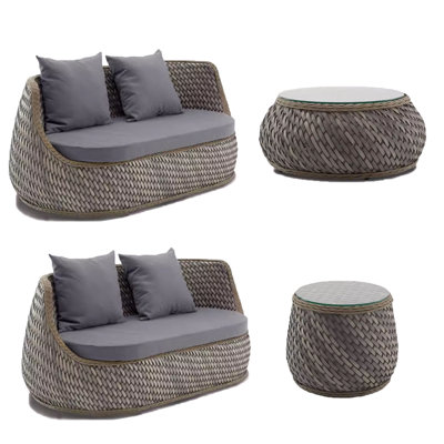 Britanny Wicker 4 - Person Patio Conversation Set with Cushions